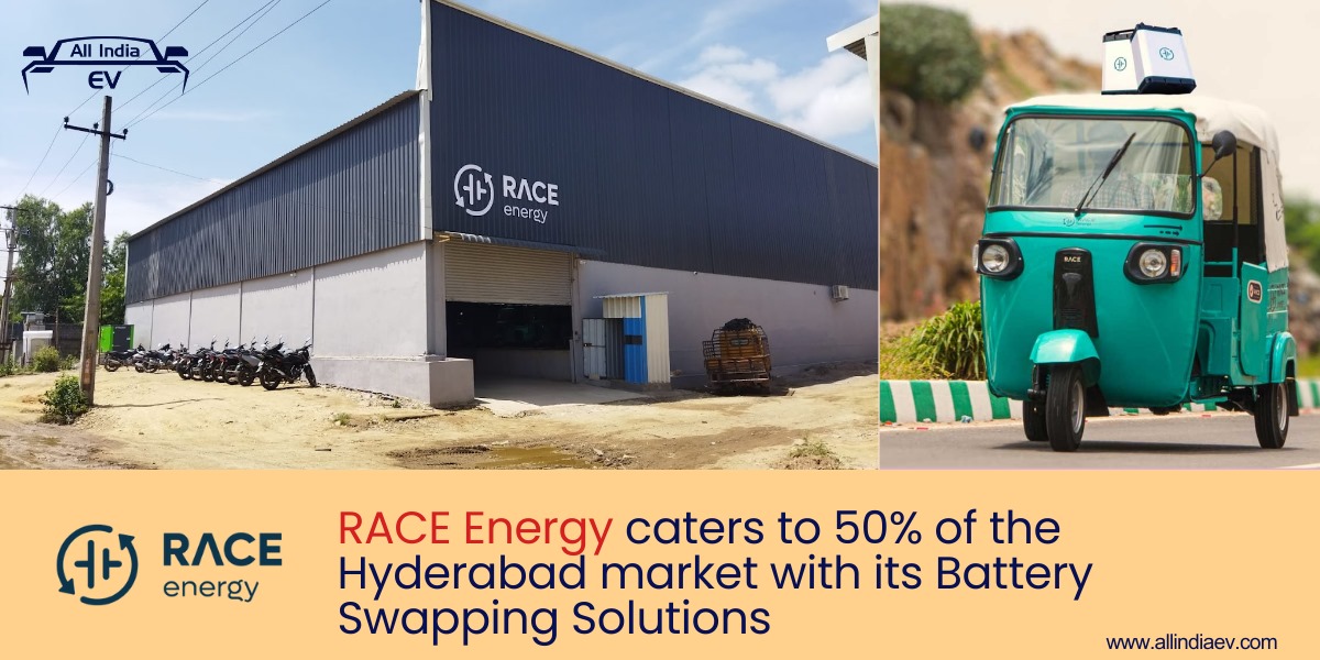 RACE Energy provides 50% battery swapping solutions in the Hyderabad market