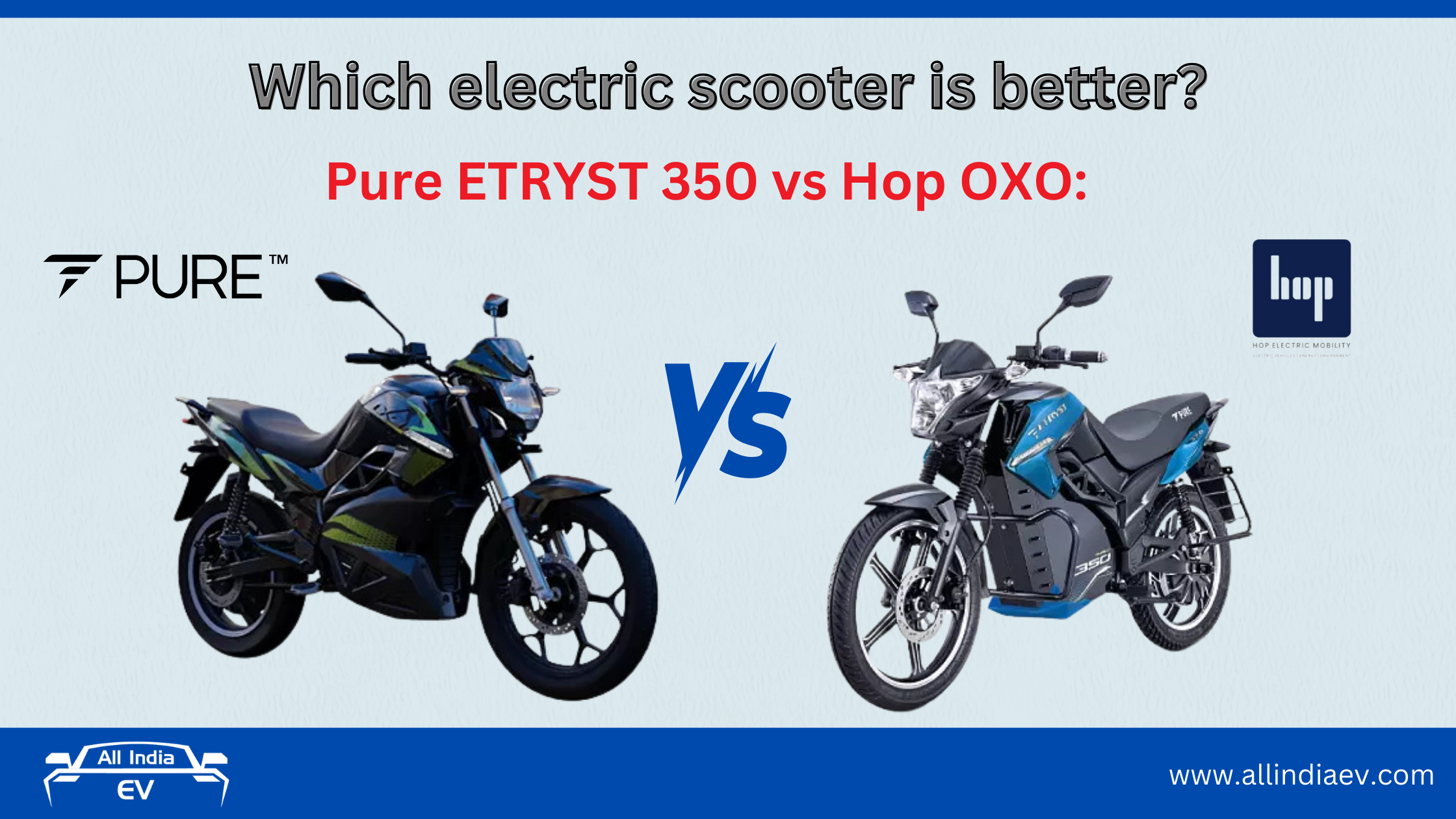 Pure ETRYST 350 vs Hop OXO: Which electric scooter is better?