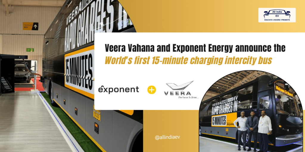 Veera Vahana and Exponent Energy announce the World's first 15-minute charging intercity bus, ‘Veera Mahasamrat EV’