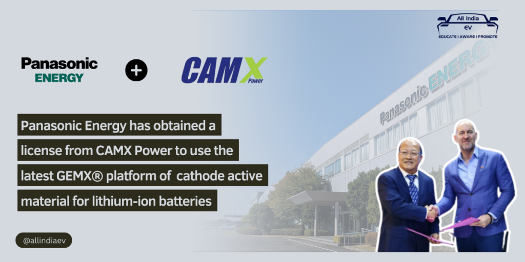 Panasonic supports CAMX Power's GEMX® for latest Lithium-Ion Batteries