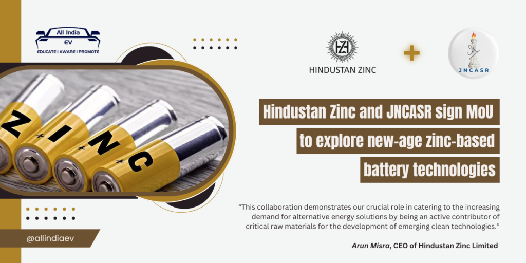 Hindustan Zinc and JNCASR Partner on Zinc-Based Battery Tech