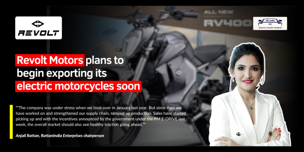 Revolt Motors informs Plans for Overseas Electric Bike Sales