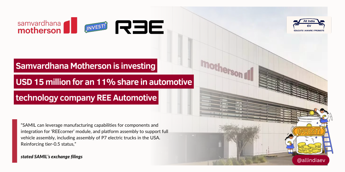 Samvardhana Motherson Pours $15 Million into REE Automotive