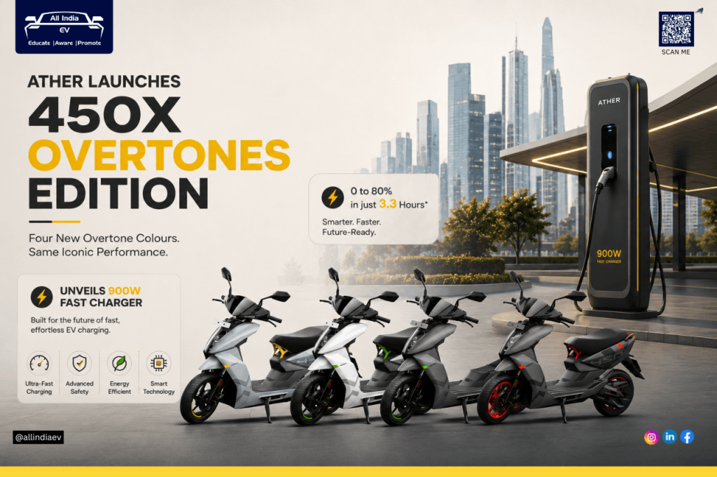 Ather launches 450X Overtones edition, unveils 900W fast charger