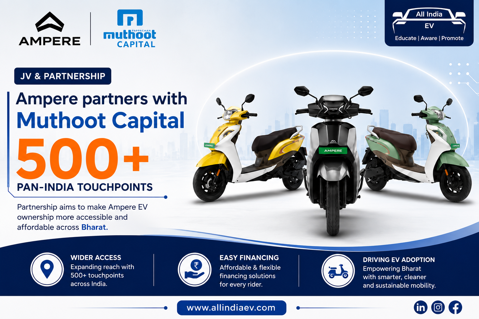 Ampere Electric Partners with Muthoot Capital to Expand EV Financing Across Bharat