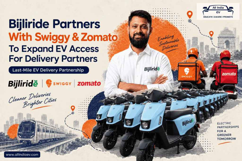 Bijliride Swiggy Zomato Partnership Expands EV Access for Delivery Riders